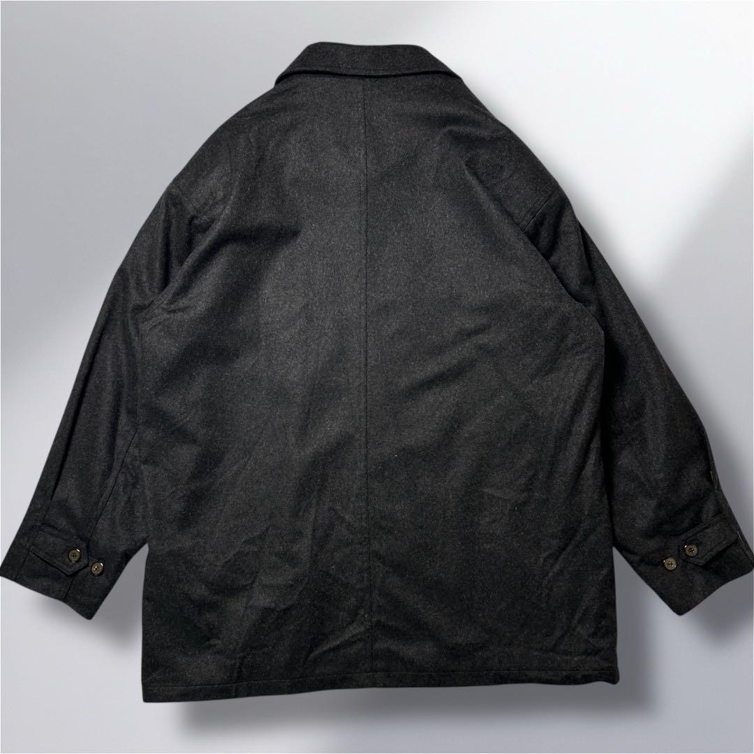 カシミアステンカラーコート L ハーフ丈 ブラック Aライン イタリア製生地