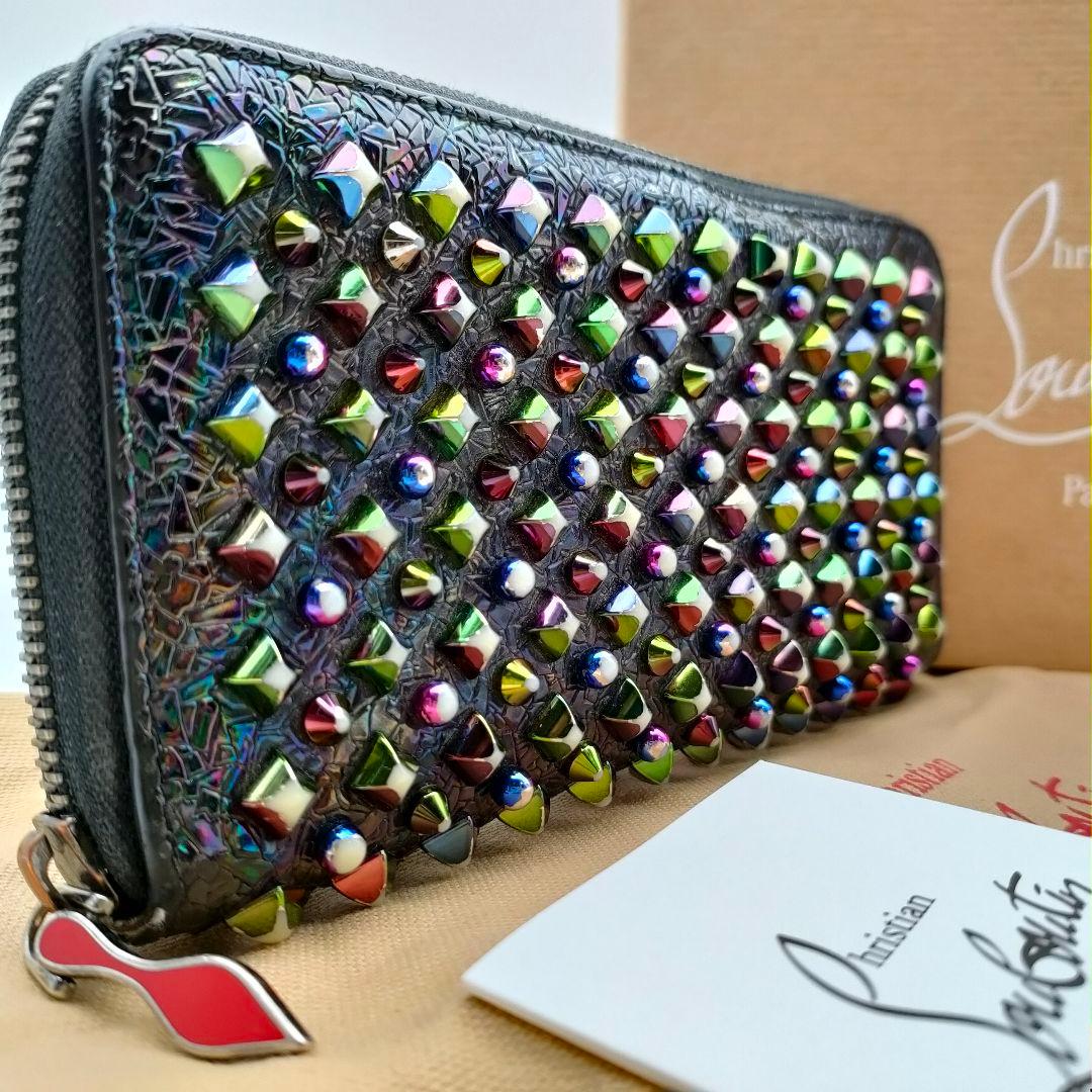 美品 ルブタン パネトーネ マルチカラー スタッズ スパイク ラウンド