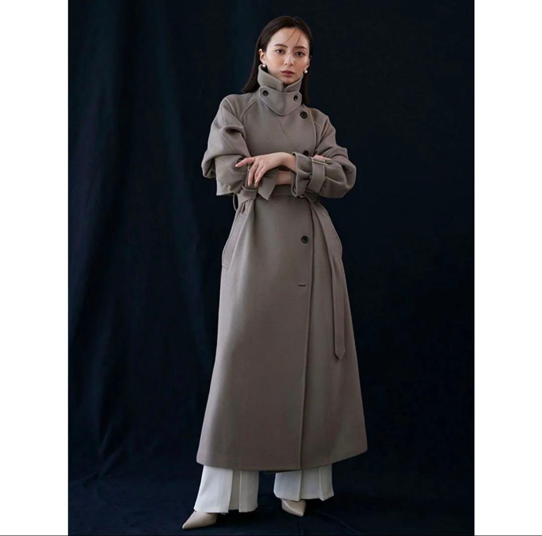 anuans 2023AW ウールトレンチコート　カーキグレーS