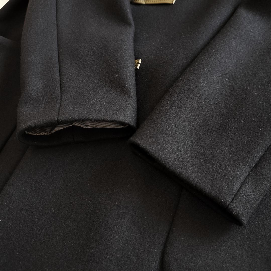 ポールスミス 12AW 深海 レザー切替ウールダッフルコート M 変形襟 羊革