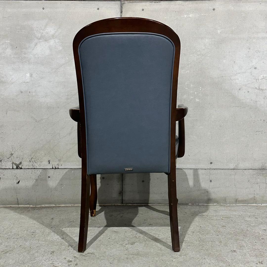 ✦マルニ木工✦ アームチェア 昭和レトロ レザー調 鋲打ち クラシックチェア