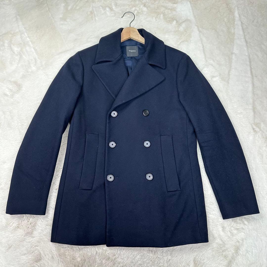 ✨美品✨Theory セオリー 美シルエット Pコート ネイビー 肉厚メルトン