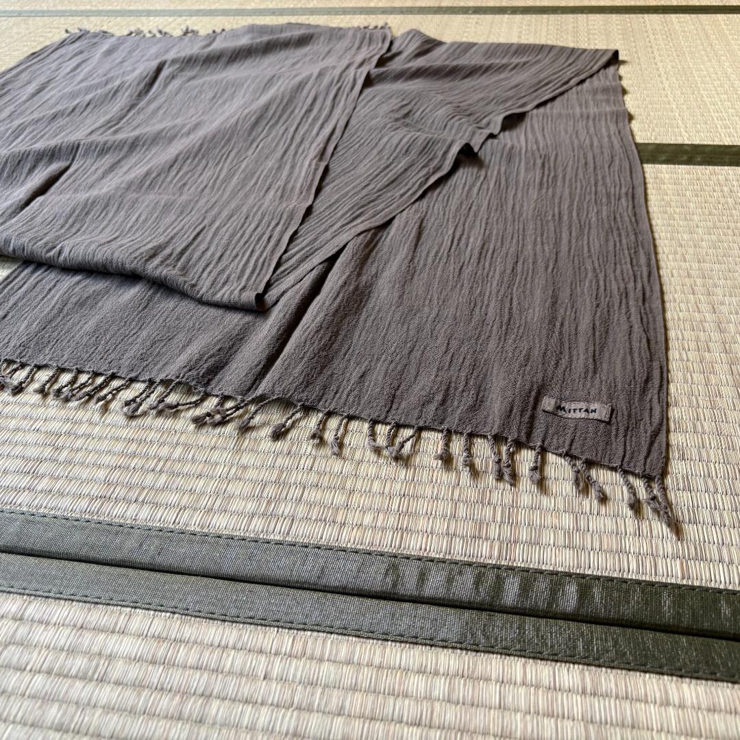 【美品】MITTAN kalaコットンストール 蓬(濃)