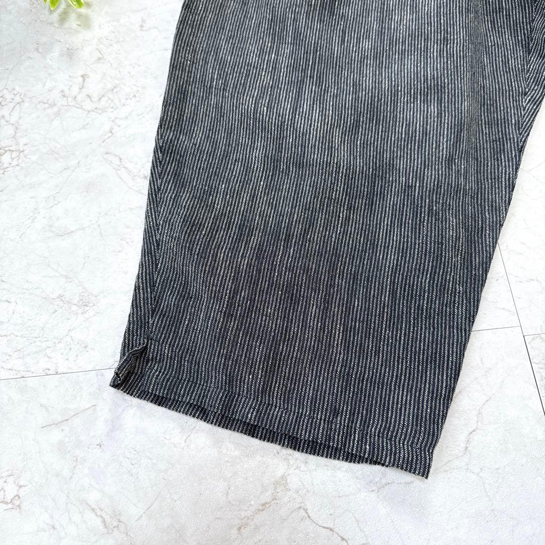 芽風　センソユニコ　サルエルパンツ　リネン　日本製　ストライプ　38サイズ