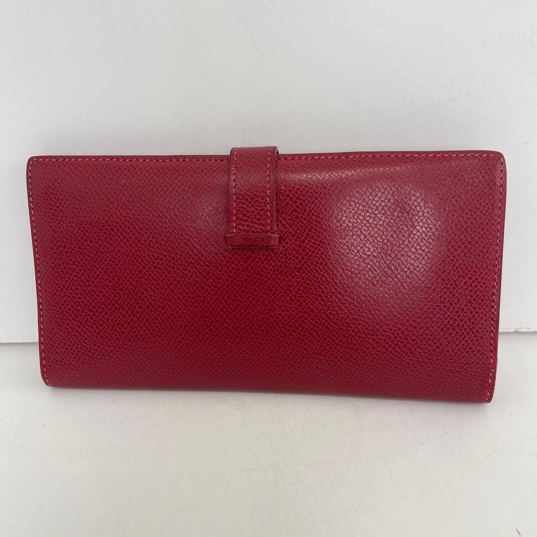 HERMES エルメス ベアンスフレ 長財布 F刻印 二つ折り レッド 赤