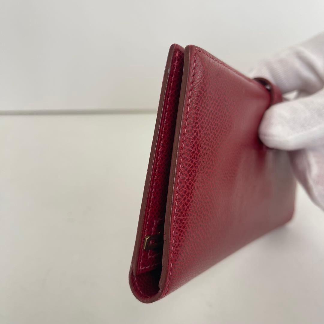 HERMES エルメス ベアンスフレ 長財布 F刻印 二つ折り レッド 赤