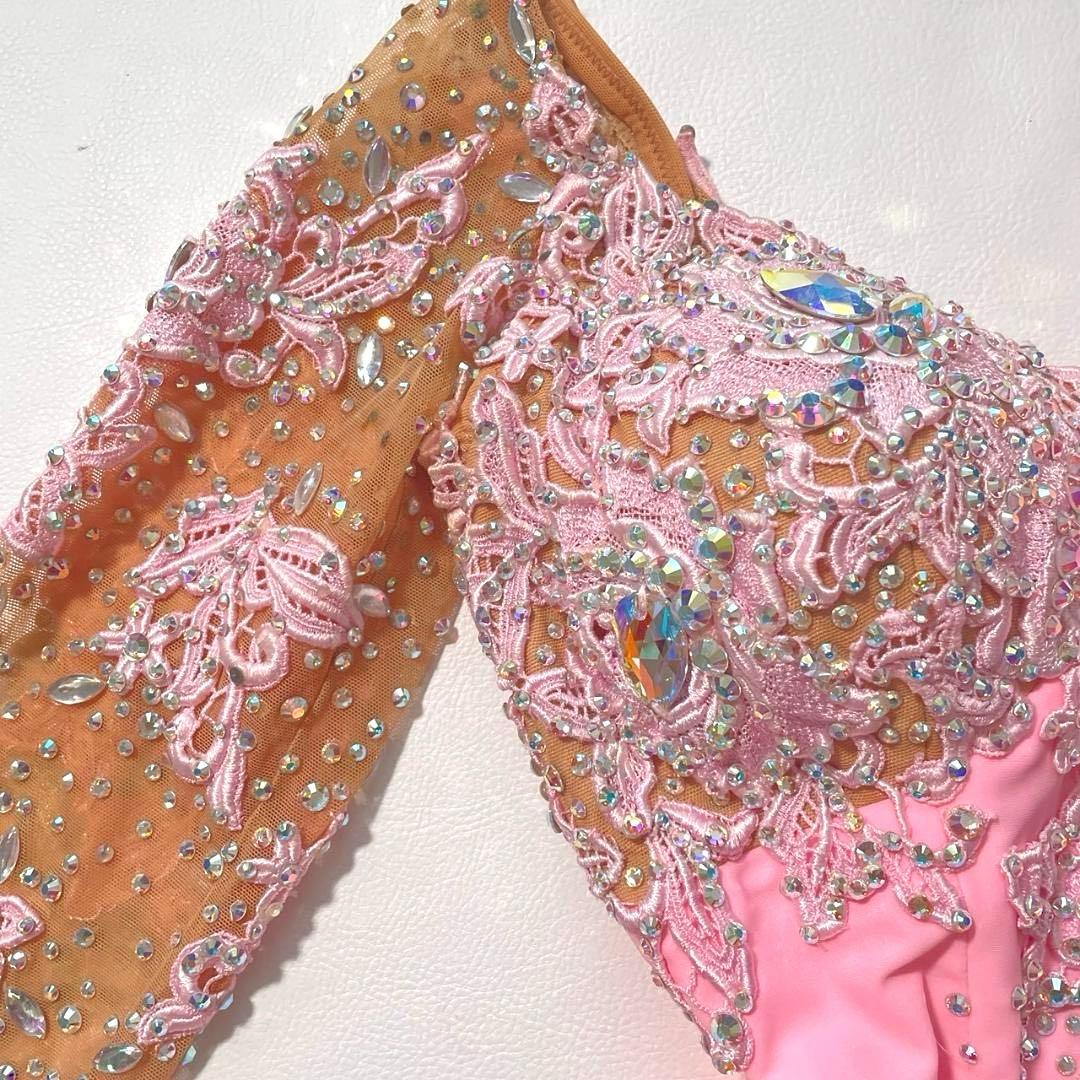 【あんこ】Chacott　社交ダンス衣装 ロングドレス ビジュー 刺繍