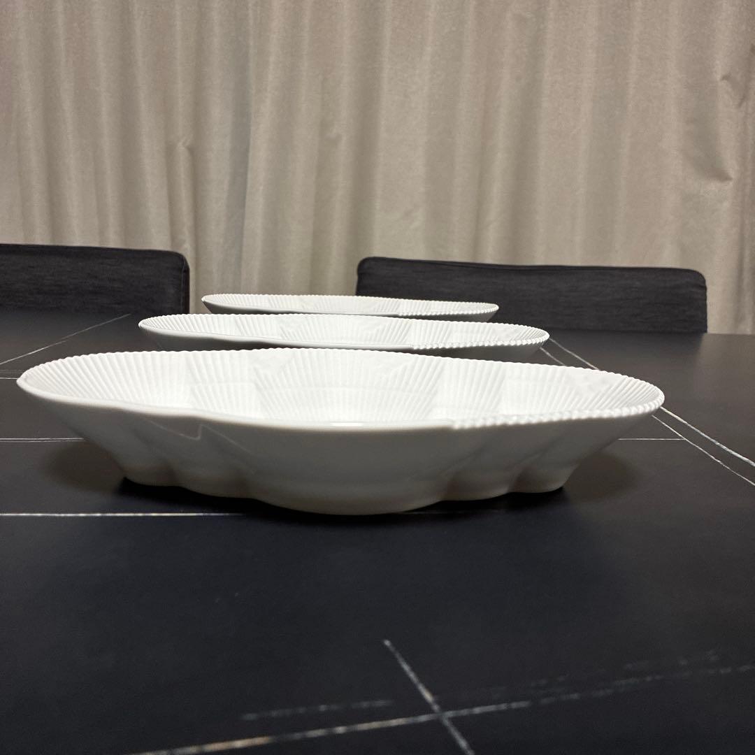 ロイヤルコペンハーゲン ホワイトエレメンツ　オーバルディッシュ　23㎝　3枚