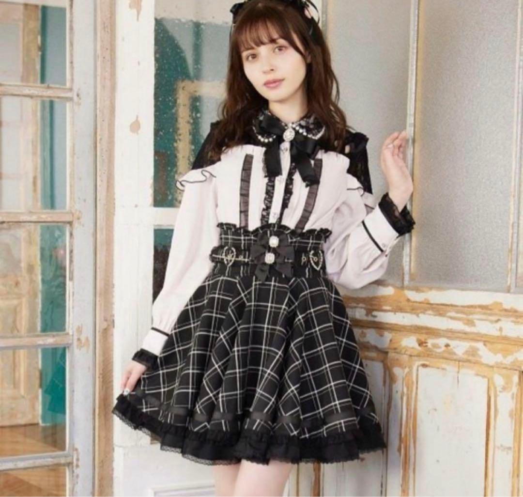 LIZLISA リズリサ ボリュームフレアスカート チェック - メルカリ