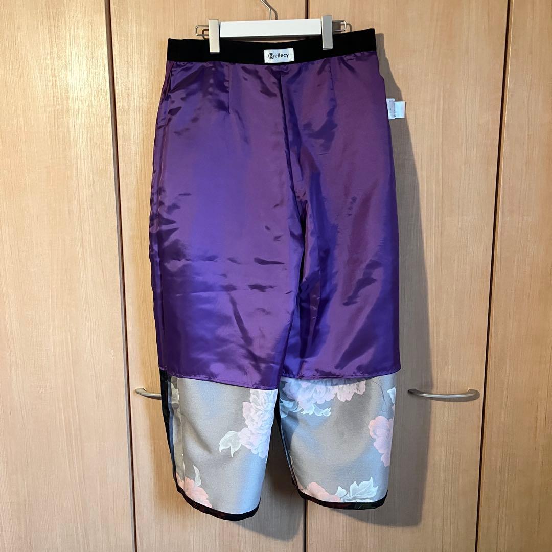 極美品 &ellecy アンドエルシー ワイドパンツ 牡丹柄 花柄 M