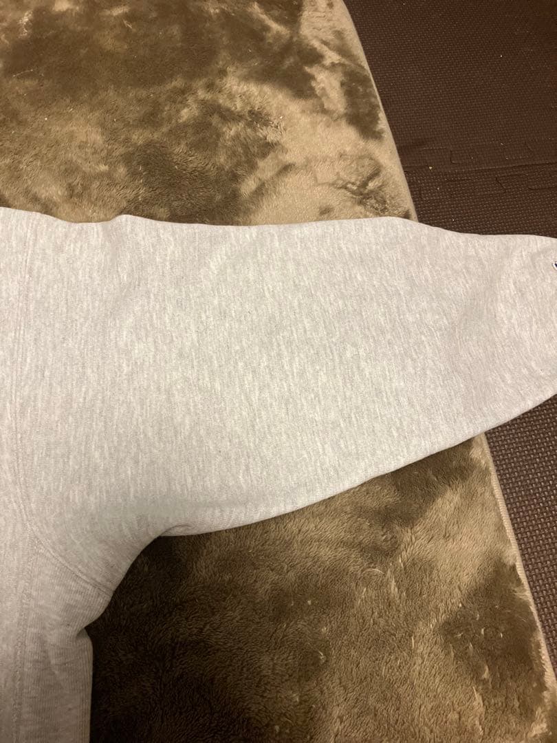 タグ無しチャンピオンリバースウィーブ　トレーナー3段プリント グレー