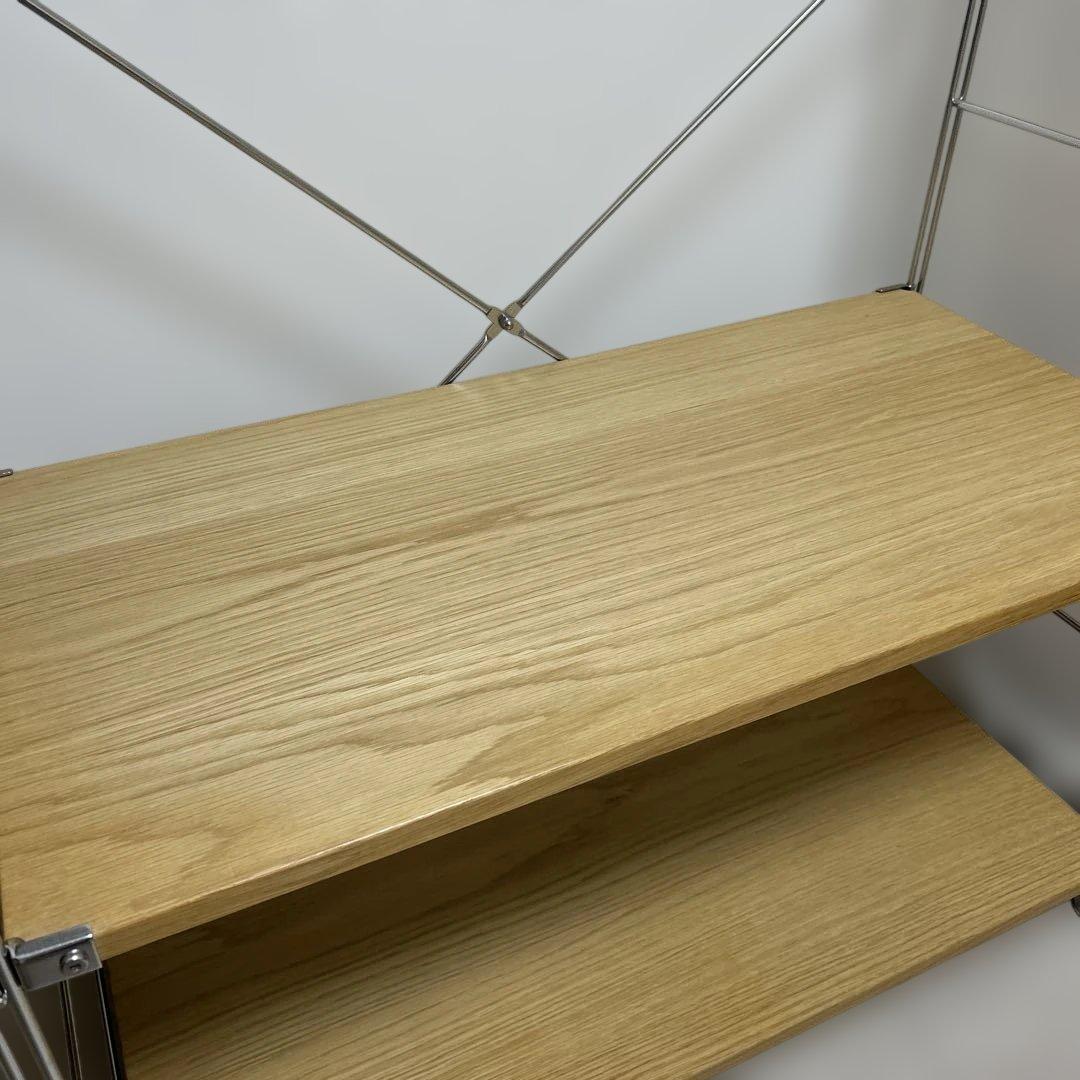 【美品】無印ステンレスユニットシェルフ　オーク材棚セットワイド　大