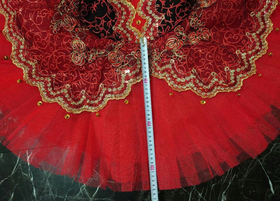 バレエ衣裳 コスチューム 赤×黒:パキータ/キトリ/エスメラルダ美品