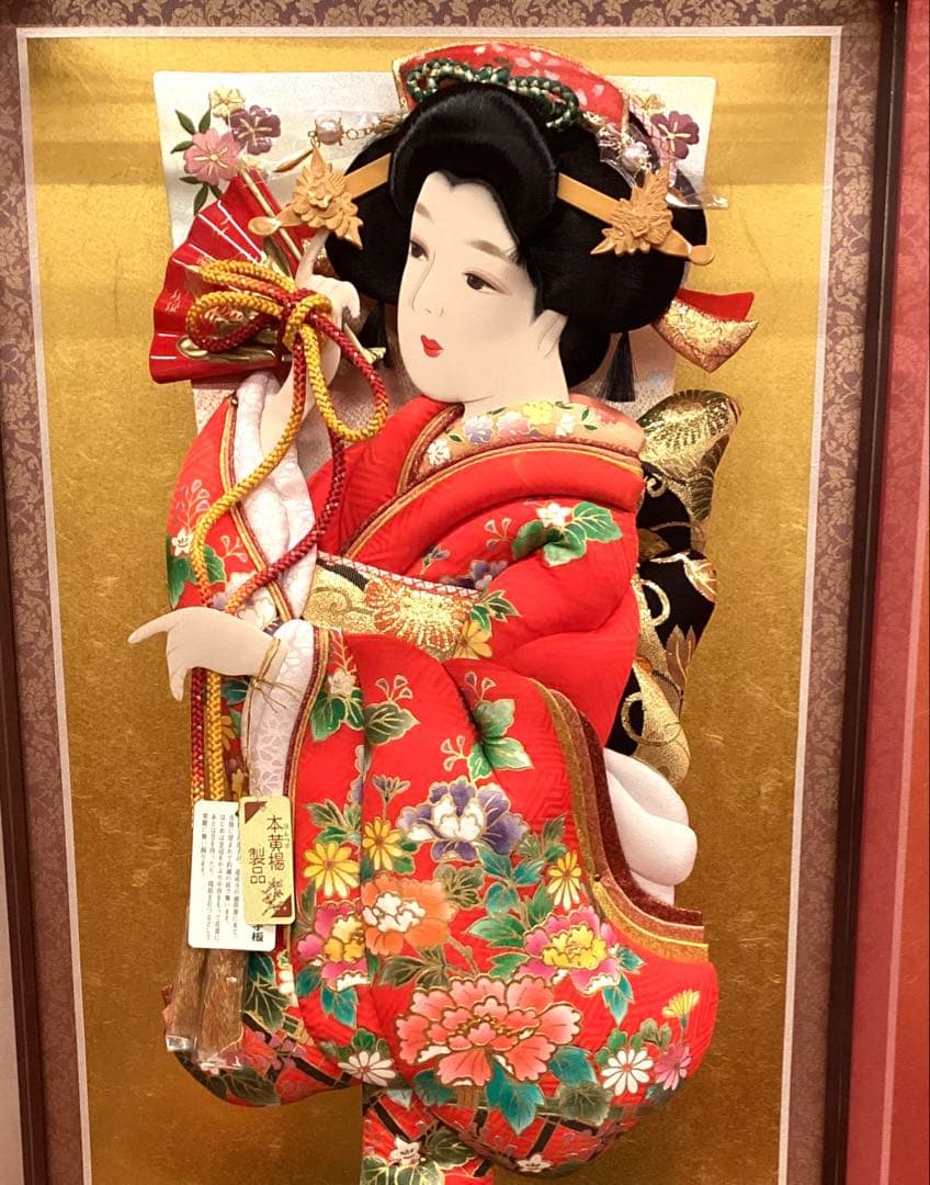 正月飾り　羽子板ケース飾り　華風　道成寺　20号 手彫り本つげ　かんざし