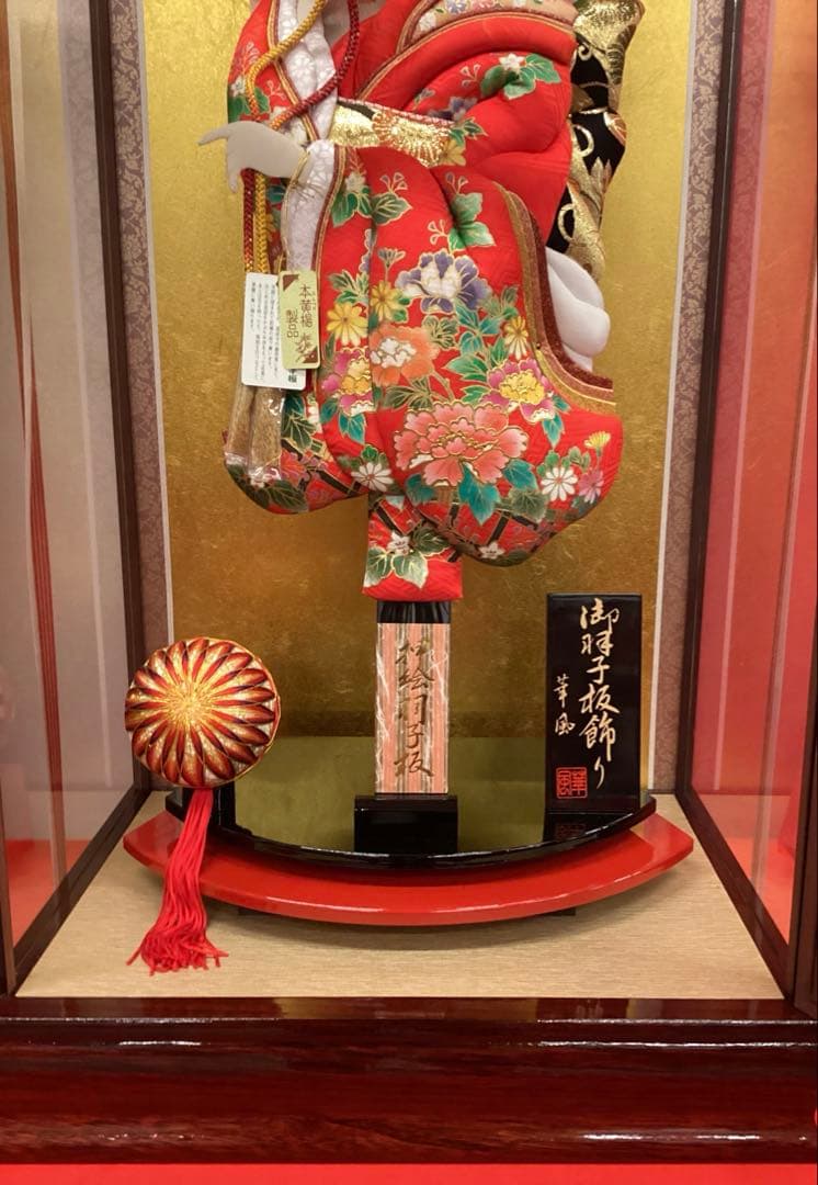 正月飾り　羽子板ケース飾り　華風　道成寺　20号 手彫り本つげ　かんざし