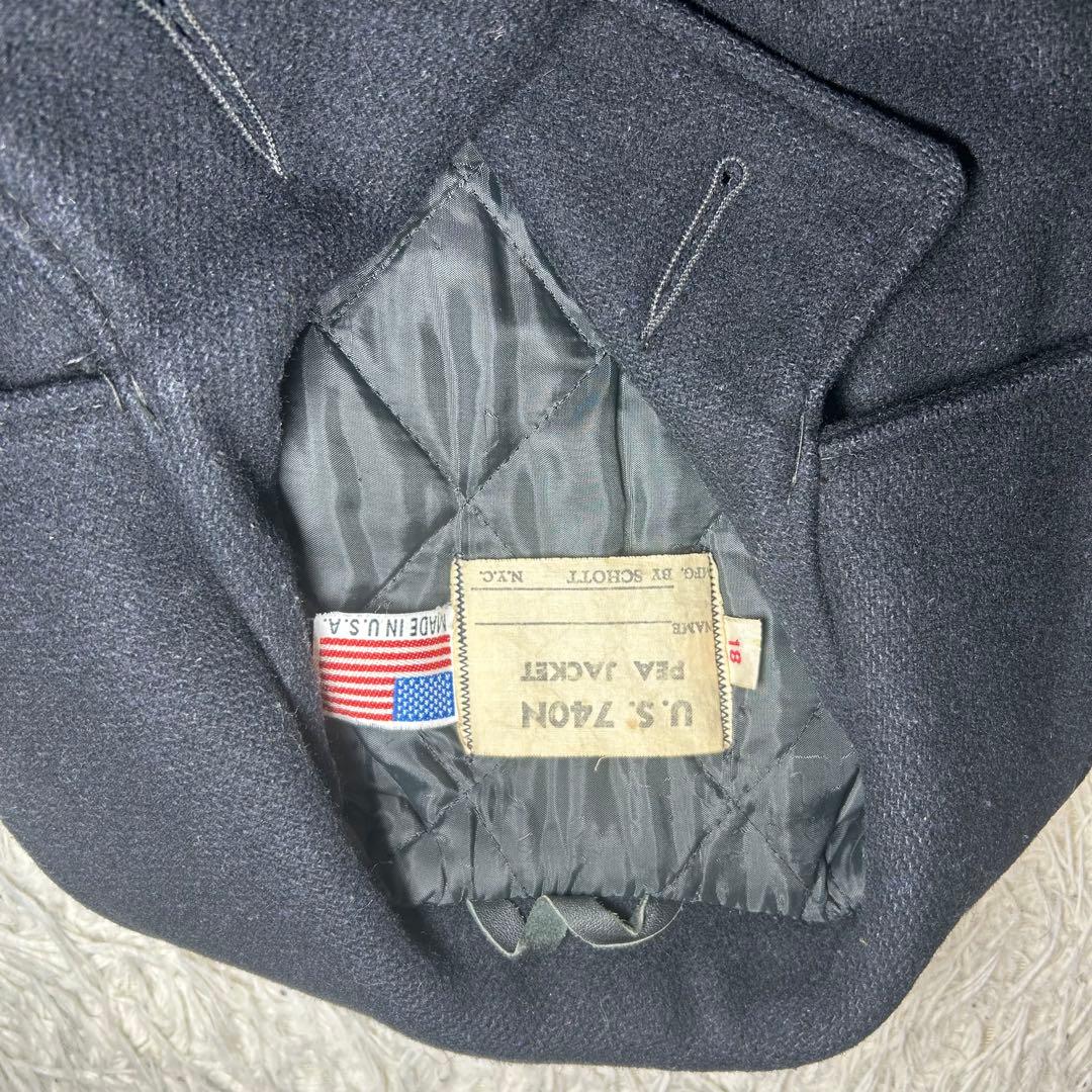 人気商品　SCHOTT Pコート　ダブル　U.S.740N USA製 黒