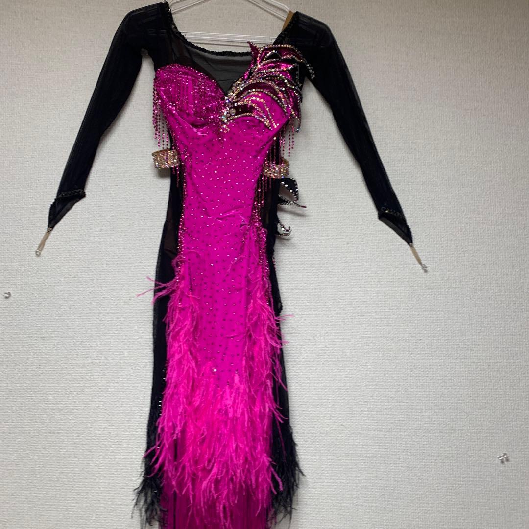 社交ダンスドレス ラテン ピンク黒 - メルカリ