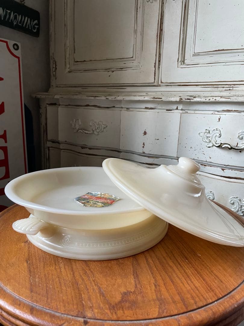 ファイヤーキング　パイ　プレート　キャセロール　アイボリー　テーブルサーバー美品