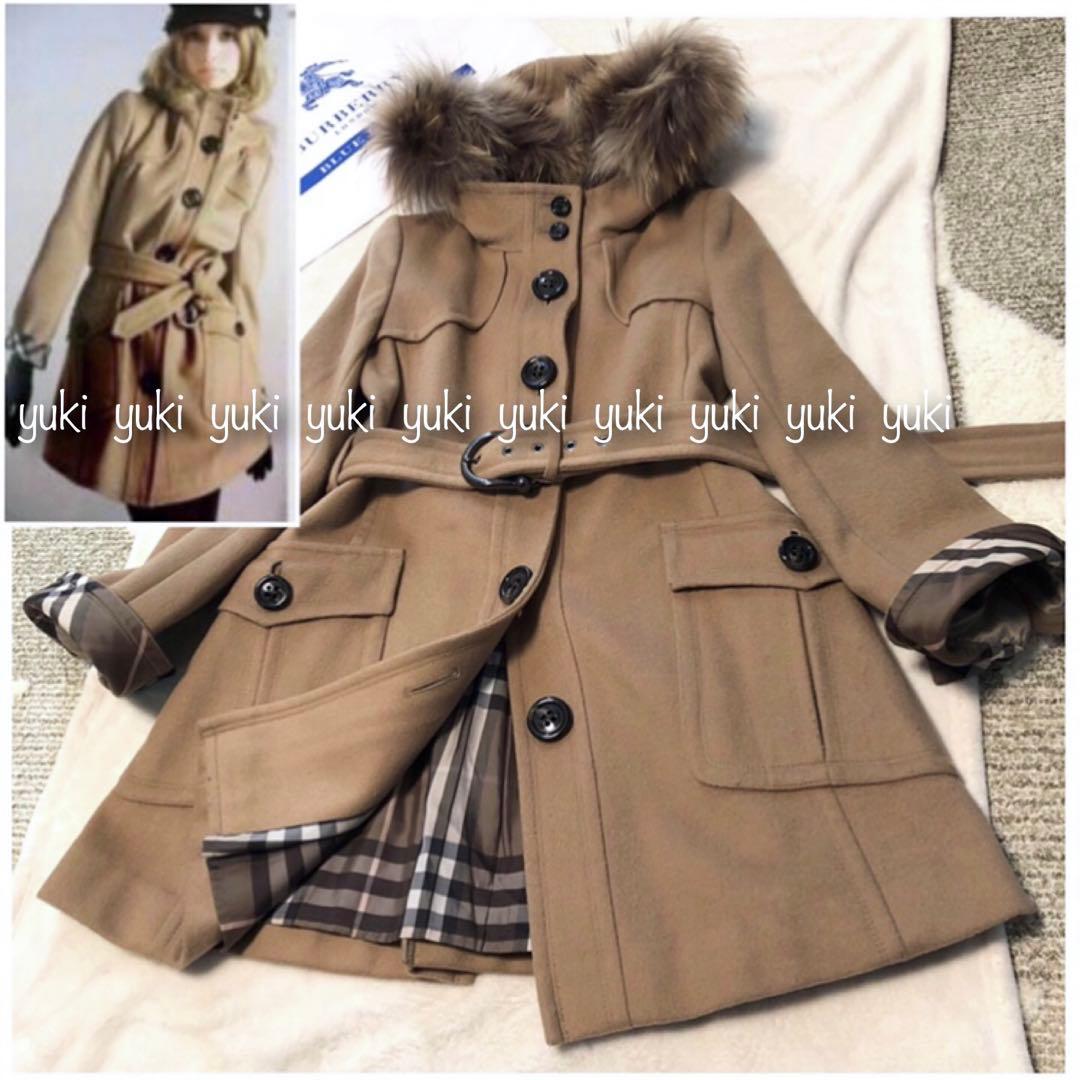 雑誌掲載 バーバリーブルーレーベル ファー付きロングコート 40サイズ