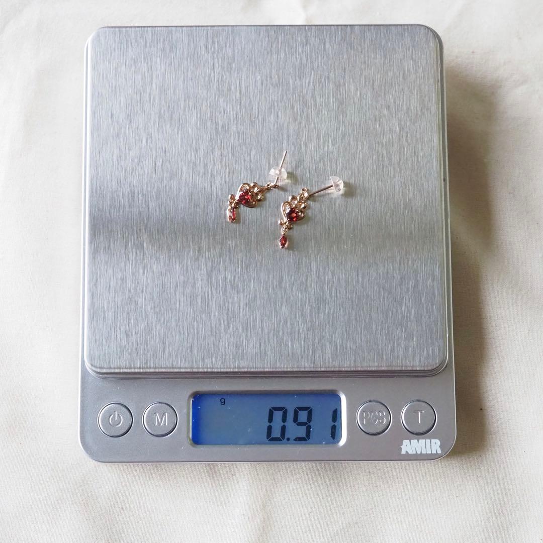 k18｜ガーネットピアス｜ハートシェイプ｜ハート型