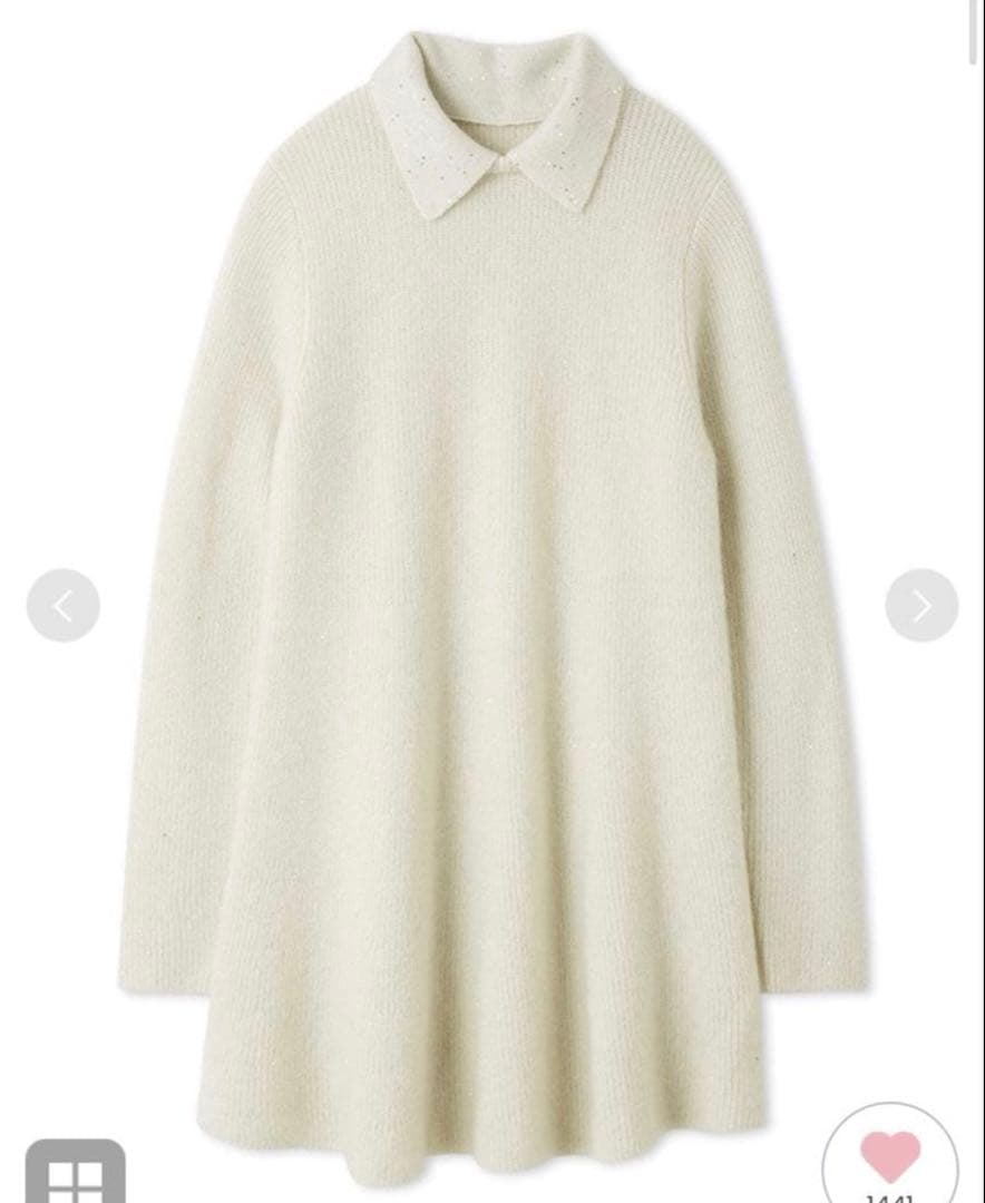 【新品未使用】Mila Owen 襟付きペプラムニットミニワンピース ホワイト