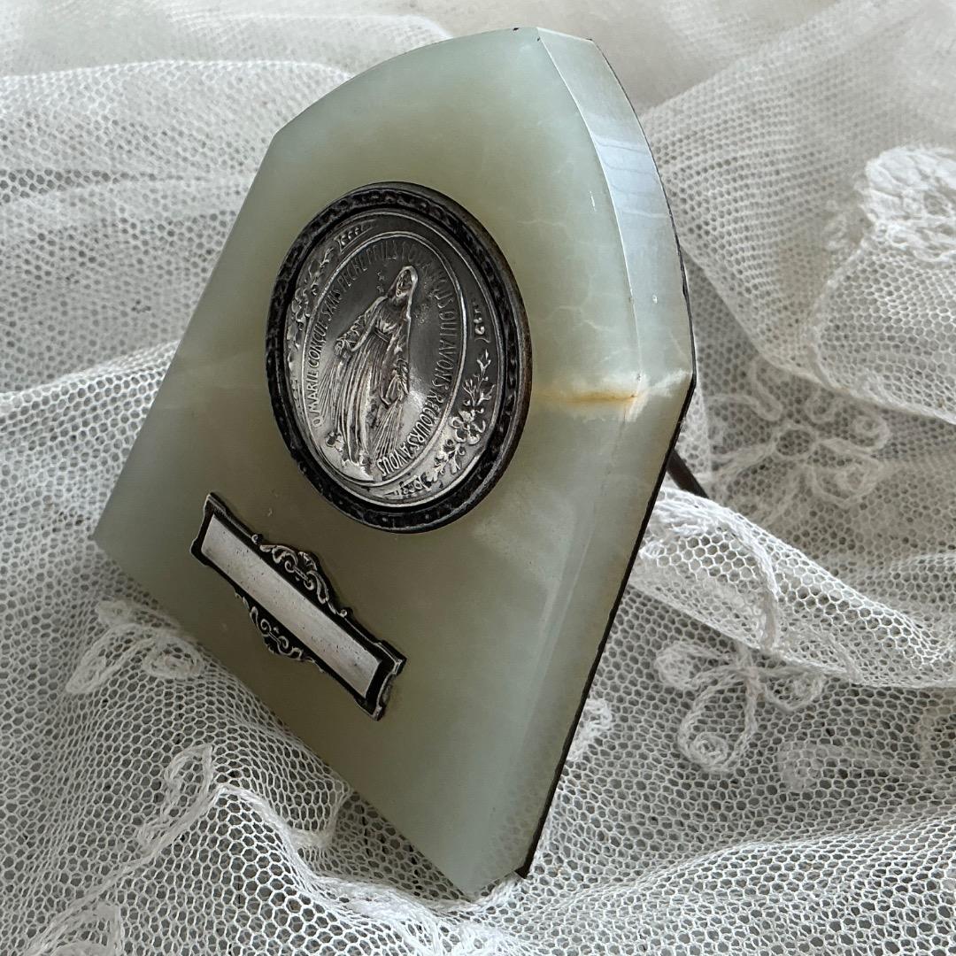 フランスアンティーク　聖母マリア　フレーム　メダイ　十字架　聖テレサ