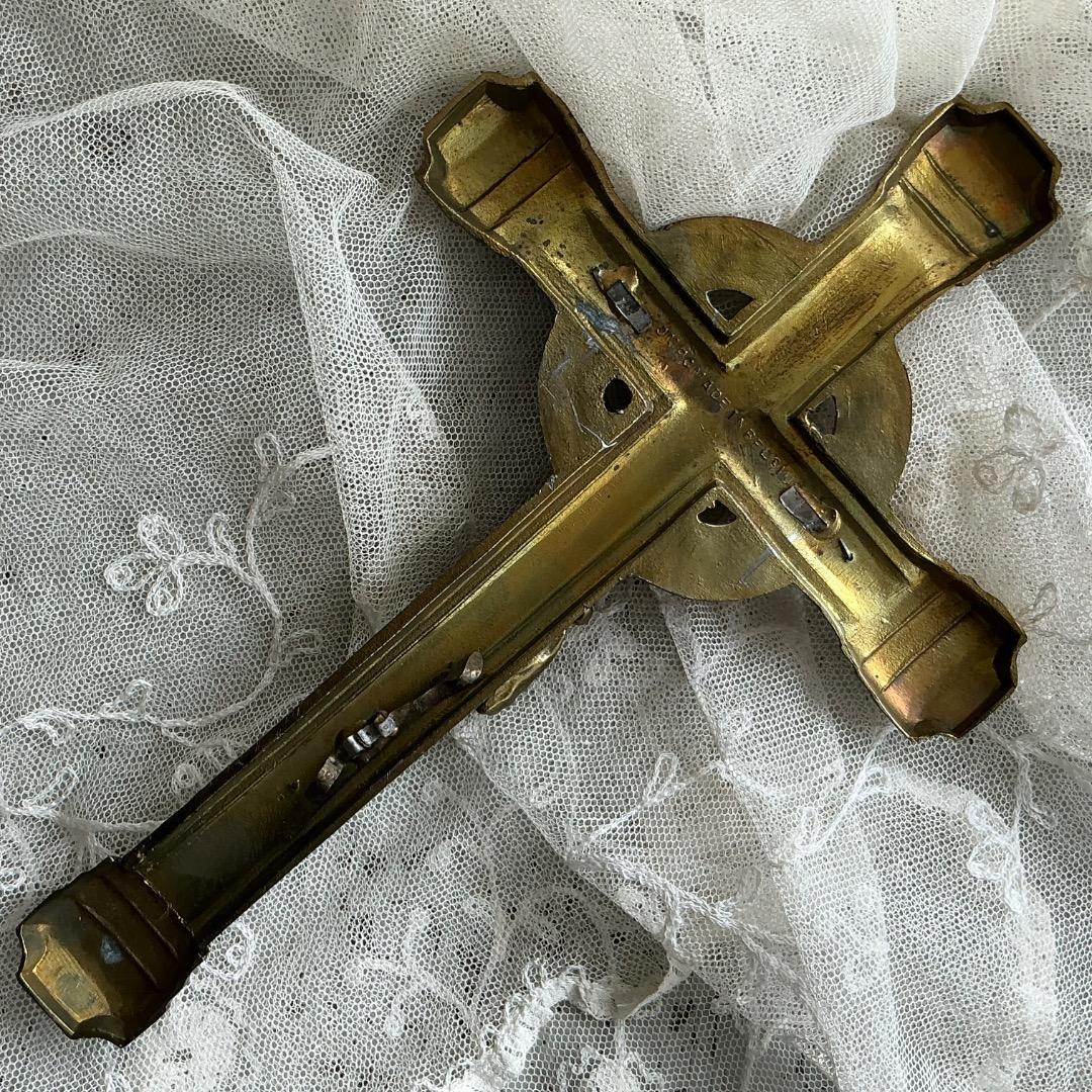 フランスアンティーク　聖母マリア　フレーム　メダイ　十字架　聖テレサ