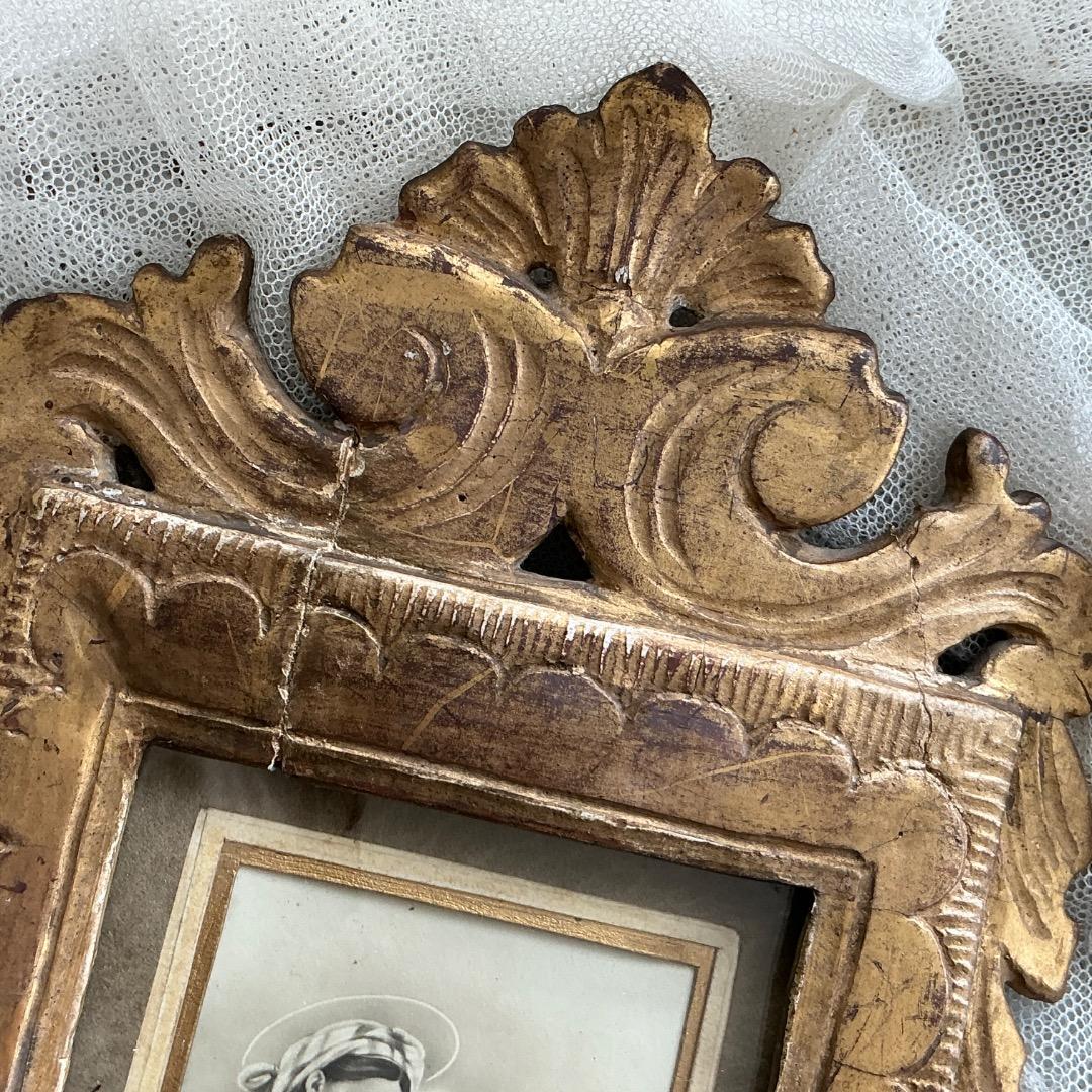 フランスアンティーク　聖母マリア　フレーム　メダイ　十字架　聖テレサ