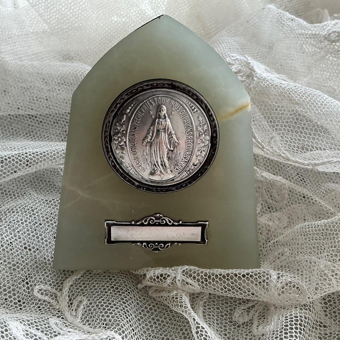 フランスアンティーク　聖母マリア　フレーム　メダイ　十字架　聖テレサ