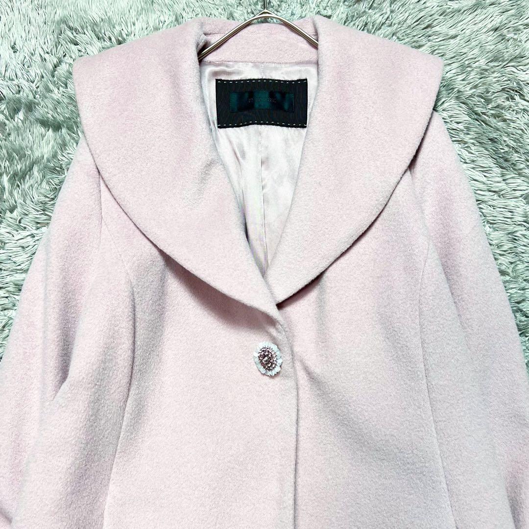 トゥービーシック アンゴラ ビッグカラーコート　ピンク　L相当　美品