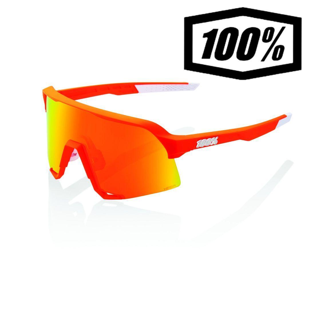 100% S3 ネオンオレンジ レッドミラーレンズ ワンハンドレッド