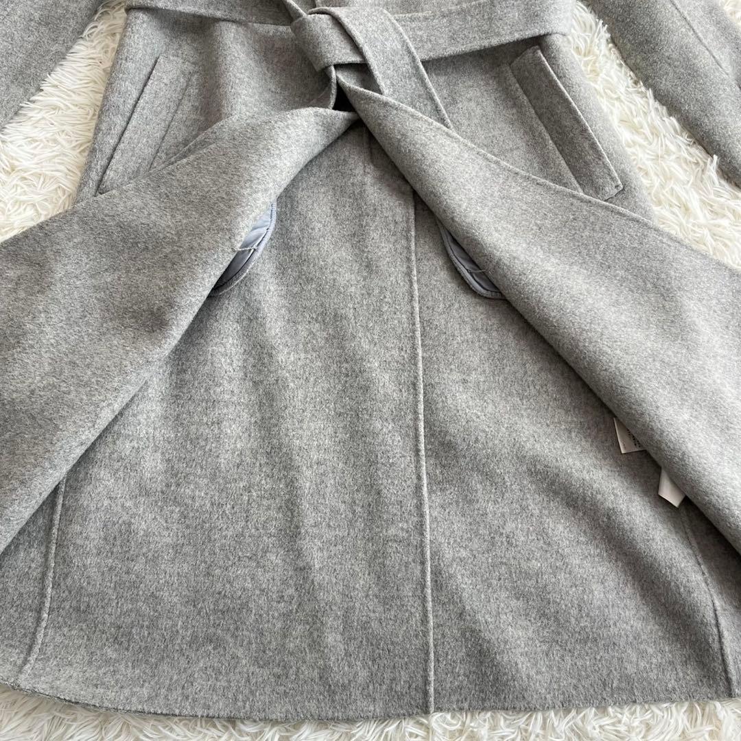 【美品】セオリー　ロングコート　ダブルフェイス　カシミヤ　ベルテッド　グレー　S