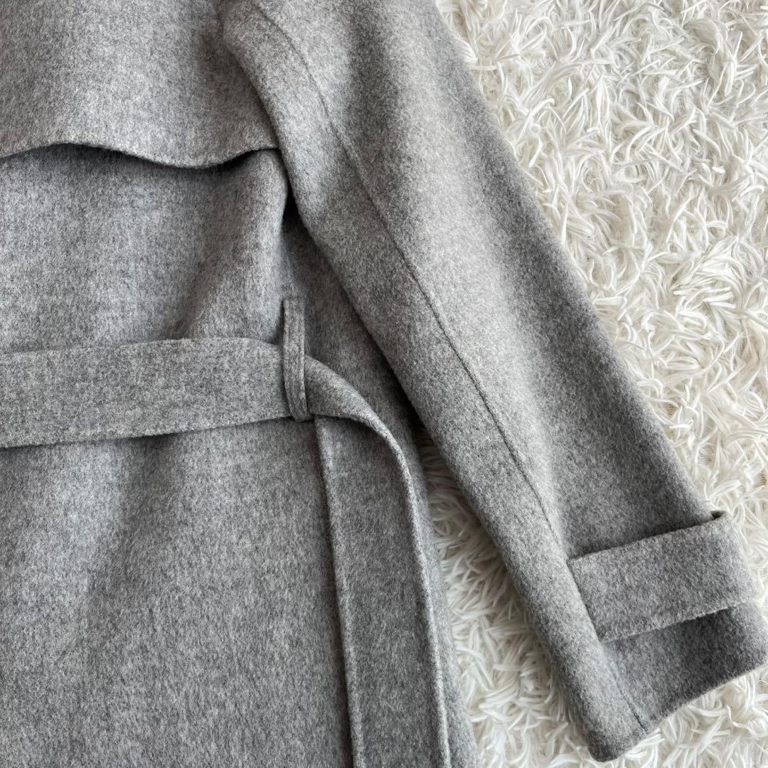 【美品】セオリー　ロングコート　ダブルフェイス　カシミヤ　ベルテッド　グレー　S