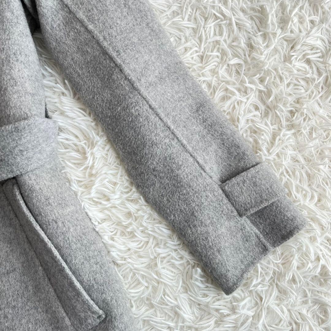 【美品】セオリー　ロングコート　ダブルフェイス　カシミヤ　ベルテッド　グレー　S