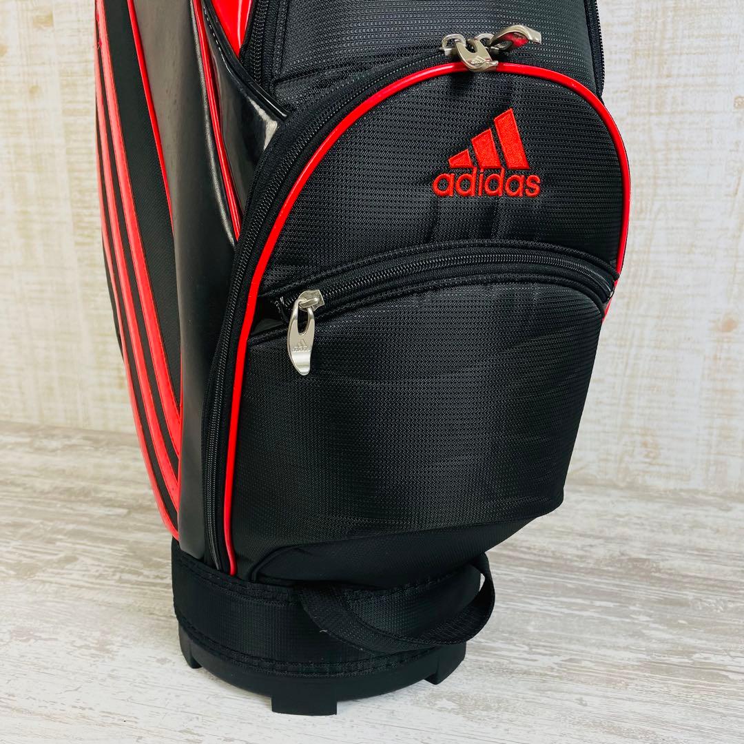 adidas アディダス　3ライン　ゴルフキャディバッグ　ブラック/レッド　9型