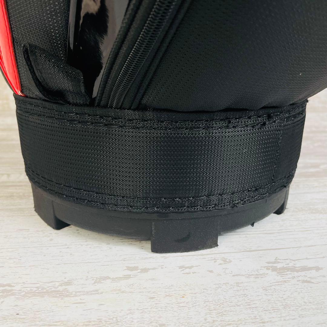 adidas アディダス　3ライン　ゴルフキャディバッグ　ブラック/レッド　9型