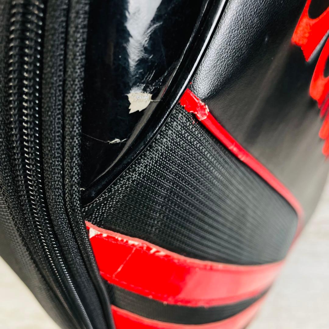 adidas アディダス　3ライン　ゴルフキャディバッグ　ブラック/レッド　9型