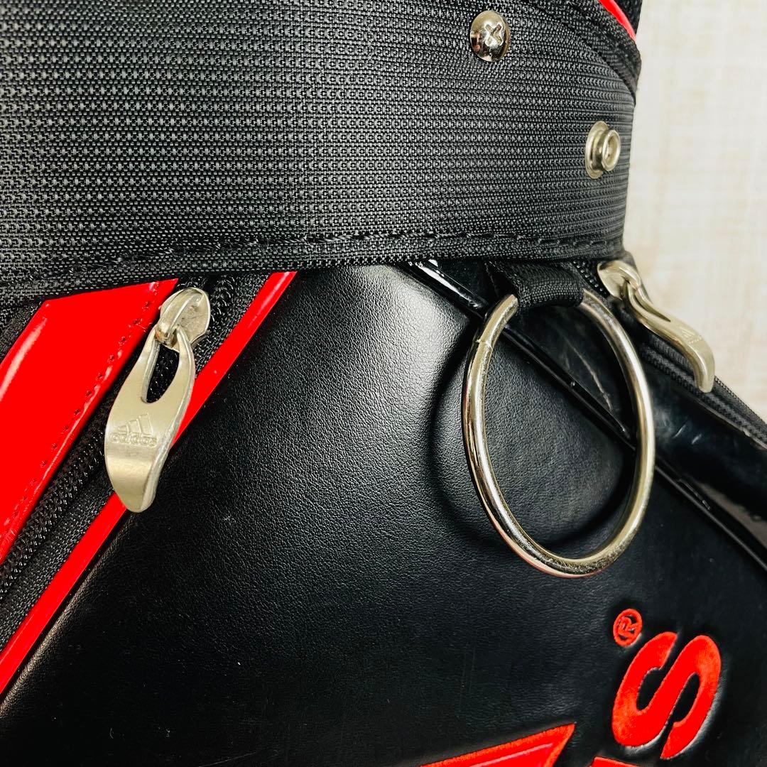 adidas アディダス　3ライン　ゴルフキャディバッグ　ブラック/レッド　9型