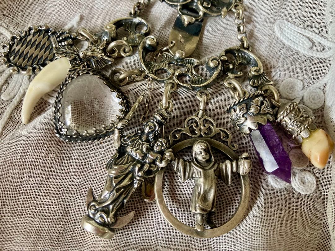 専用ページ＊アンティーク シャトレーン シルバー製 アメジスト水晶