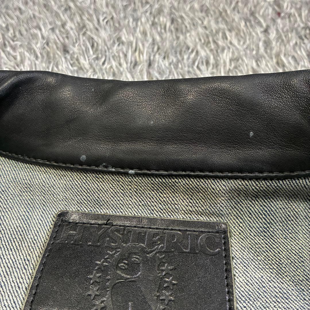 【美品】ヒステリックグラマー レザー切替デニムジャケット M ワッペン メンズ