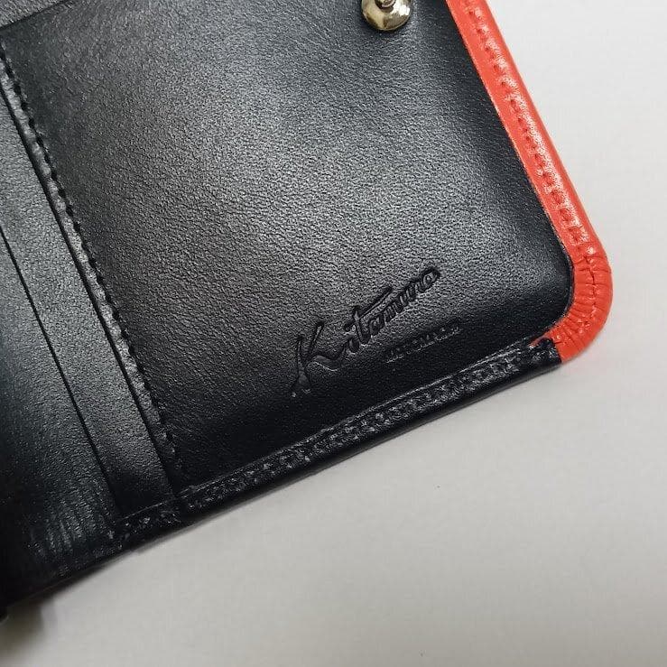 Kitamura/キタムラ★レザー・二折財布 がま口 ダークブルー/レッド