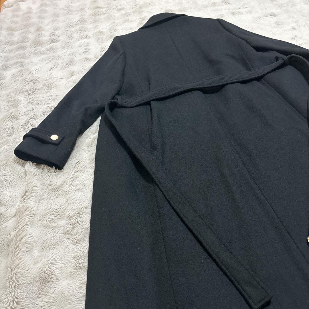 【新品タグ付】JUSGLITTY リボンベルト付き ロングコート 黒 M相当