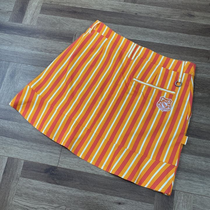 美品♡パーリーゲイツ♡ストライプ♡スカート♡オレンジ♡M