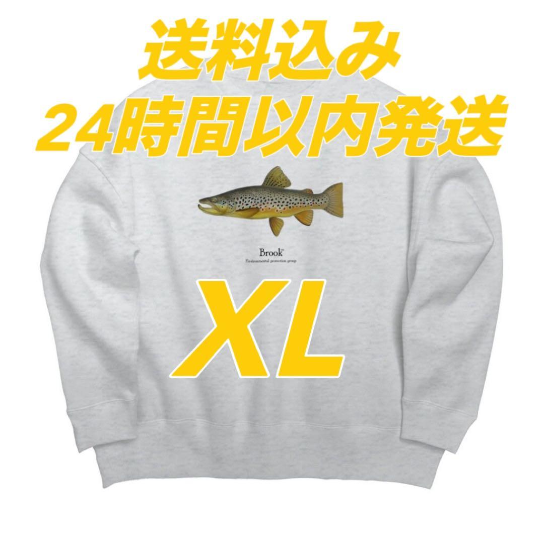 Brookトラウトフィッシュプリント グレー XL スウェット Brook Fish