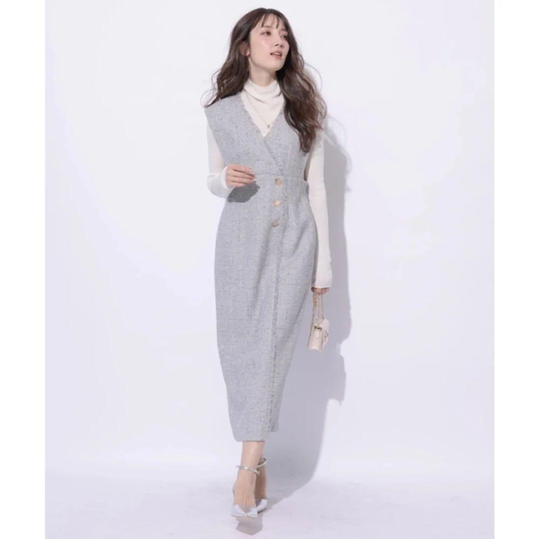 新品♪アプワイザーリッシェ ラップツイードジャンスカ ライトグレー