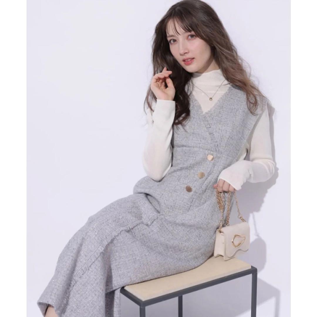 新品♪アプワイザーリッシェ ラップツイードジャンスカ ライトグレー