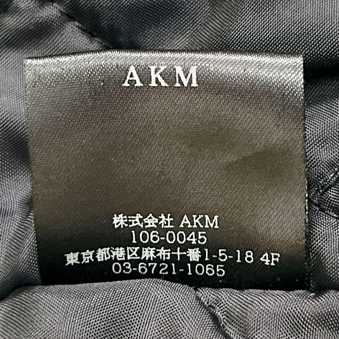 AKM エイケイエム』スタジャン ラムレザー 羊革 カシミヤ混ウール 切替