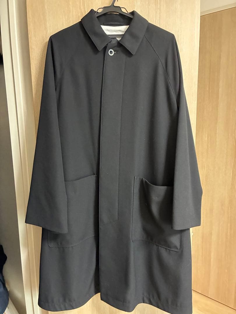 【美品】ATON エイトン　バックサテンバルマカーンコート　ウール素材