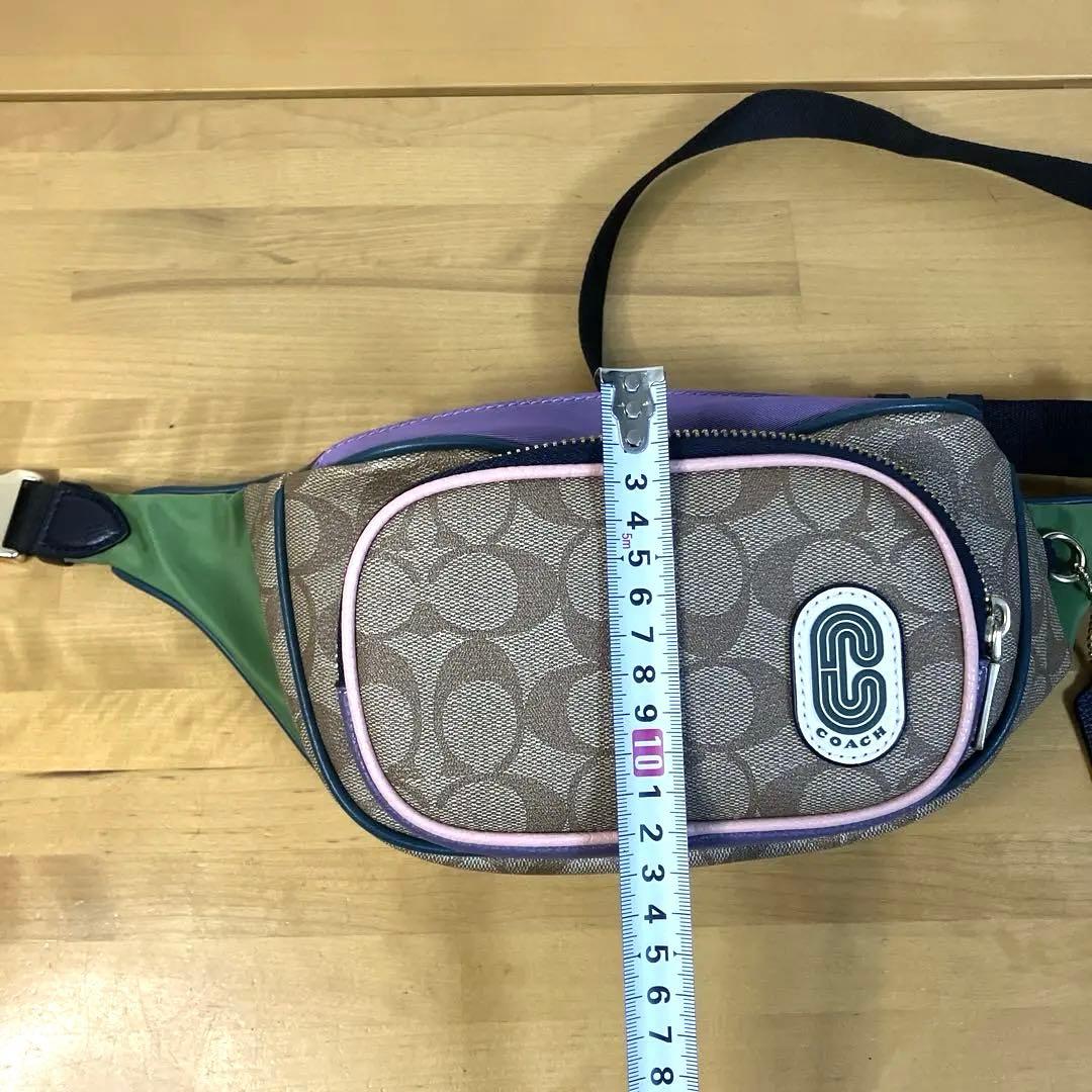 【美品 】COACH コーチ PVC シグネチャー ボディバッグ ウエストバッグ