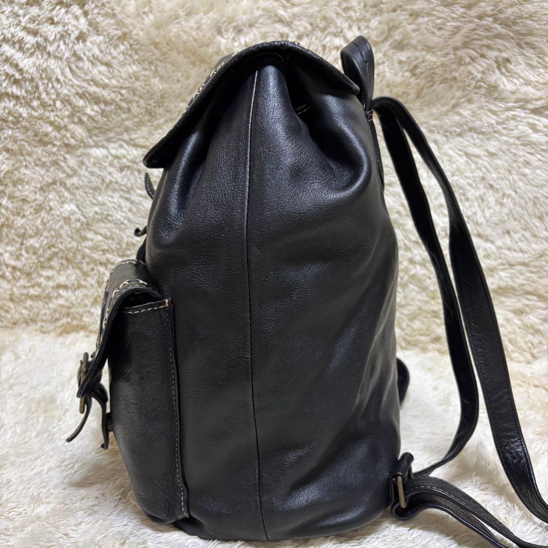 極美品　カンポマッジ　レザー　リュック　ダブルポケット　黒　ゴールド金具